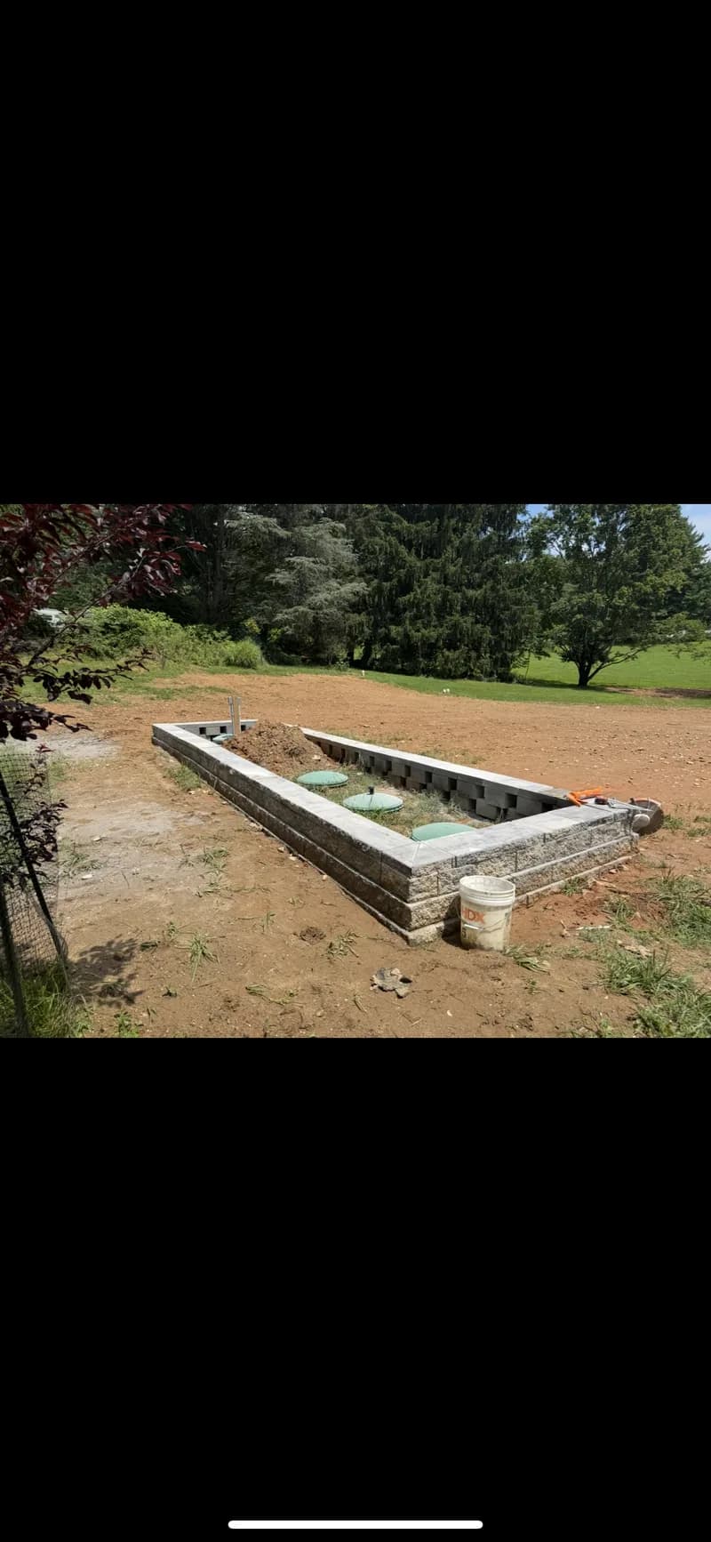Retaining wall under construction