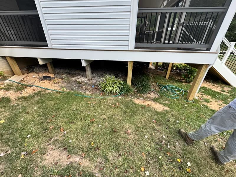 Landscaped area around deck